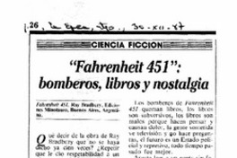 Fahrenheint 451", bomberos, libros y nostalgia