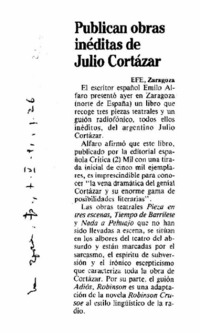 Publican obras inéditas de Julio Cortázar