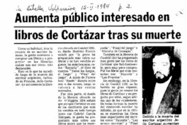 Aumenta público interesado en libros de Cortázar tras su muerte.