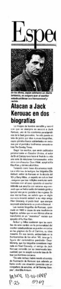 Atacan a Jack Kerouac en dos biografías.