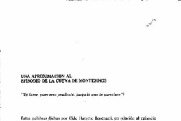 Una Aproximación al episodio de la Cueva de Montesinos.