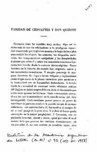 Paridad de Cervantes y Don Quijote