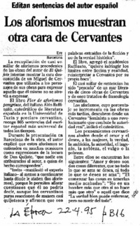 Los Aforismos muestran otra cara de Cervantes.