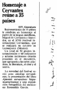 Homenaje a Cervantes reúnen a 35 países.