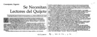 Se necesitan lectores del Quijote.