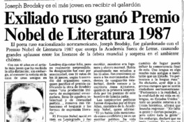 Exiliado ruso ganó Premio Nobel de Literatura 1987.