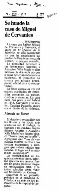 Se hunde la casa de Miguel de Cervantes.