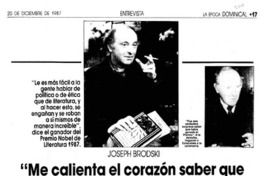 "Me calienta el corazón saber que me recuerdan los poetas rusos"