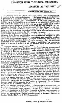 Tradición judía y cultura occidental alcances al "Quijote"