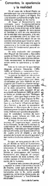 Cervantes, la apariencia y la realidad