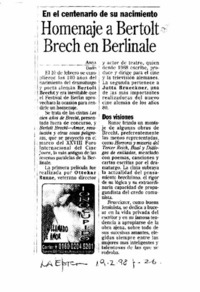 Homenaje a Bertolt Brecht en Berlinale.