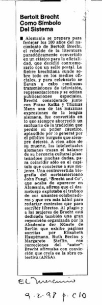 Bertolt Brecht como símbolo del sistema.