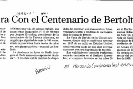 Berlín vibra con el centenario de Bertolt Brecht.