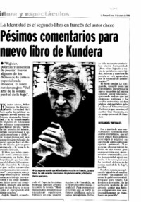 Pésimos comentarios para nuevo libro de Kundera.