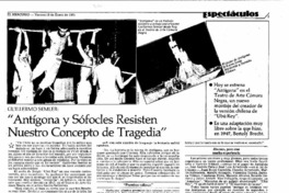 "Antígona y Sófocles resisten nuestro concepto de tragedia"