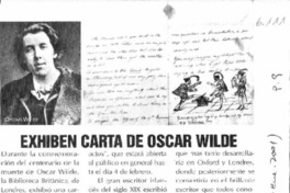 Exhiben carta de Oscar Wilde.