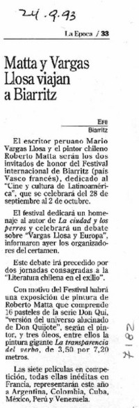 Matta y Vargas Llosa viajan a Biarritz.