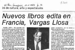 Nuevos libros edita en Francia, Vargas Llosa.
