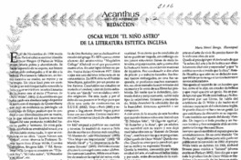 Oscar Wilde "el niño astro" de la literatura estética inglesa