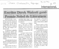 Escritor Derek Walcott ganó Premio Nobel de Literatura.