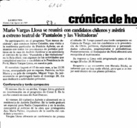 Mario Vargas Llosa se reunirá con candidatos chilenos y asistirá a estreno teatral de "Pantaleón y las visitadoras".