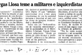 Vargas Llosa teme a militares e izquierdistas.
