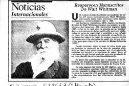 Reaparecen manuscritos de Walt Whitman.
