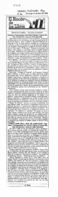 Francisco Umbral: "Trilogía de Madrid"