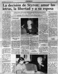 La Decisión de Styron: amar las letras, la libertad y a su esposa