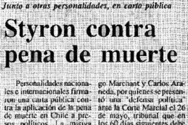 Styron contra de pena de muerte.