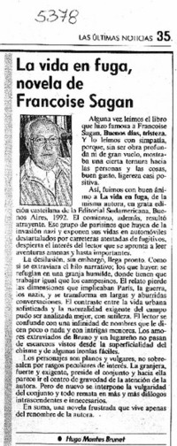 La vida en fuga, novela de Françoise Sagan