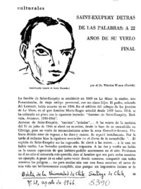 Saint-Exupery detras de las palabras : A 22 años de su vuelo final