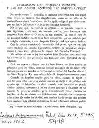 Evocación del pequeño Principe y de su amigo Antoine de Saint-Exupéry