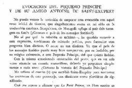Evocación del pequeño Principe y de su amigo Antoine de Saint-Exupéry