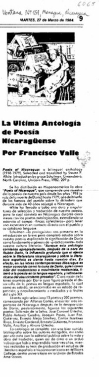 La última antología de poesía nicaragüense