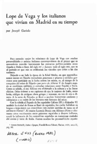 Lope de Vega y los italianos que vivían en Madrid en su tiempo