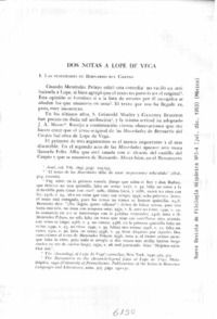 Dos notas a Lope de Vega