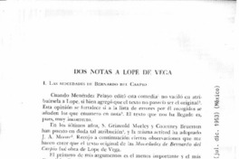 Dos notas a Lope de Vega