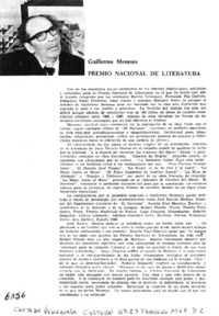 Guillermo Meneses, Premio Nacional de Literatura.