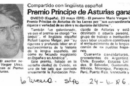 Premio Príncipe de Asturias gana Vargas Llosa.