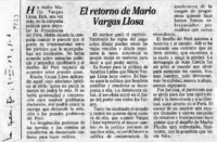 El Retorno de Mario Vargas Llosa.