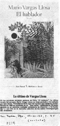 Lo Ultimo de Vargas Llosa.