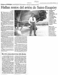 Hallan restos del avión de Saint-Exupéry El autor de "El Principito", piloto de guerra, fue derribado en 1944 por la artillería alemana