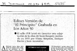 Editan versión de "El Principito" grabada en los años 50