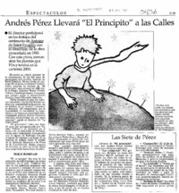 Andrés Pérez llevará "El Principito" a las calles