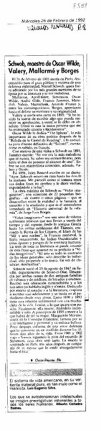 Schwob, maestro de Oscar Wilde, Valery, Mallarmé y Borges