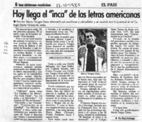 Hoy llega el "inca" de las letras americanas