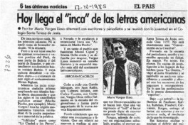 Hoy llega el "inca" de las letras americanas