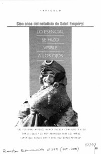 Cien años del natalicio de Saint-Exupéry Lo esencial se hizo visible a los ojos