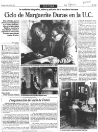 Ciclo de Marguerite Duras en la U.C.